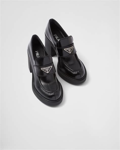 prada monogram heeled loafers|clearance Prada loafers.